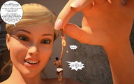 blonde handheld green_eyes smiling couple story shrunken_men hand shrunken_woman dangle pink_nails jessi_and_vicky tiny_mk digital_render