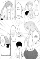 giantess manga monochrome long_hair skirt shrunken shrunken_men pigtails amazon teasing english unknown_manga