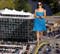 giantess collage city water brunette dress sandals walking shrunken_people sunglasses vehicles dex roads