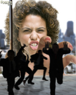 giantess collage city brunette hand grabbing curly_hair spawngts running_away