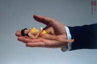 collage black_hair swimsuit handheld asian hand shrunken_woman rubber_apex