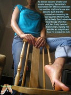 gentle collage feet barefoot soles jeans story shrunken_men hand legs english chair size_comparison indoors ankle_bracelet earrings themindtaker