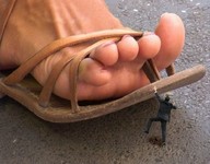 collage feet climbing shrunken_men sandals business_man giantess_feet under_sandal raised_toes