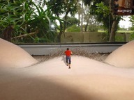 giantess collage pussy pubic_hair shrunken_men