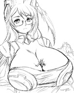 breasts giantess mega cleavage huge_breasts between_breasts