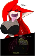 giantess nude vore furry color tongue huge_breasts digestion belly inside_mouth