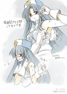 drawing crush micro blushing color anime seo_tatsuya blue_hair eliza sweat dangle armpits