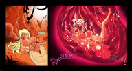 breasts drawing giantess nude furry manga comic color large_breasts topless digestion shrunken_woman english inside_stomach snake_girl angel2012