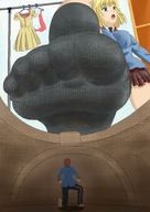 breasts drawing giantess feet blonde color large_breasts blue_eyes skirt soles low_angle in_shoe socks shrunken_men uniform unaware shrunken_man point_of_view valkyria_chronicles imminent_crush hte