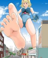 giantess feet blonde destruction anime town