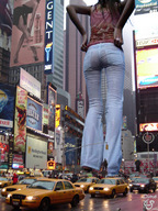 giantess collage city streets vehicles dark_skin behind_view wet_pants