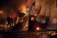 feet destruction fire semi_truck giantess_feet