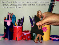 collage blonde giant story hand shrunken_woman captured swattr grabbing black_dress chelsea_clinton pencils