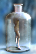 collage nude bottle shrunken_woman entrapment captured