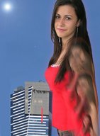 growth giantess collage brunette brown_eyes endymion skyscraper looking_at_viewer