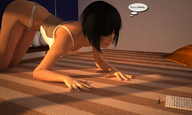 giantess shrunken_men lingerie men unaware all_fours digital_render