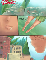 drawing feet comic color barefoot skirt saliva pogojo shrunken_people cruel shrunken_city raised_foot