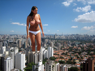 giantess collage city large_breasts buildings topless unknown_artist bikini_bottom rooftop_view