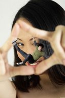 collage black_hair handheld finger smiling asian shrunken_men falling hold_on
