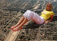 giantess collage feet city blonde destruction lying_down unknown_artist flip_flops urban_area