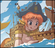 breasts drawing giantess karbo mermaid orange_hair pirate