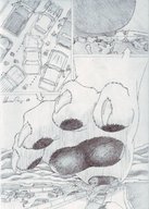 drawing giantess crush feet furry macro bridge destruction soles paws foot_crush canine people vehicles pencil_drawing under_foot mrhappy1987 panels running_away