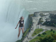 giantess collage blonde clothed water buildings wet waterfall unknown_artist people waterfall_shower niagara_falls
