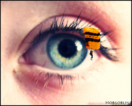 collage micro blue_eyes shrunken_men eye close_up eye_lashes parachute hobgoblin