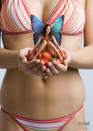 collage swimsuit handheld fairy shrunken_woman great_manitou blue_wings strawberries