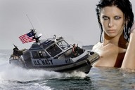 breasts giantess collage black_hair ocean wet topless jr boats navy looking_at_viewer wet_hair
