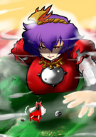 giantess size_difference touhou breast_crush goddess reimu_hakurei kanako_yasaka