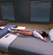 panties sleeping gloves boots shrunken_women bedroom digital_render