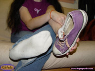 collage feet long_hair soles jeans brunette in_shoe socks shrunken_men hand