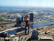 breasts giantess collage city mega black_hair buildings jeans unknown_artist lake streets vehicles aerial_view denise_milani top looking_at_viewer