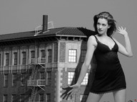 giantess collage monochrome buildings posing hand jr standing negligee