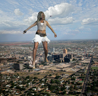 collage city mega blonde destruction high_heels helicopter foot_print clouds houses aerial_view vortex_gts suburbs