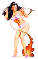 breasts drawing giantess black_hair color long_hair swimsuit bra high_heels brunette underwear scared shrunken_men legs flying earings curves rocketeer