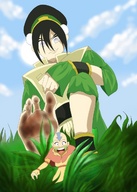 drawing feet color barefoot shrunken_man grass dirty_soles sky avatar toph