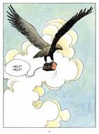 drawing color story shrunken_woman cage gullivera milo_manara giant_bird flying_away