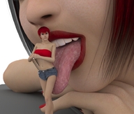 licking red_hair shrunken_woman boomgts digital_render
