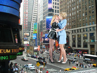collage city blonde multiple_giantesses cars high_heels buildings kissing nylons lesbians pedestrians city_street