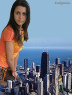 breasts giantess collage city mega blonde brunette multiple_sizes endymion skyscraper giantesses leaning_against_building looking_at_viewer chicago waterfront
