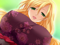 drawing micro color anime green_eyes huge_breasts shrunken_people looking_down point_of_view
