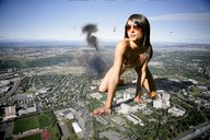 collage city mega destruction helicopter crawling smoke looking_at_viewer suburbs