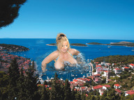 giantess collage blonde destruction ocean huge_breasts village waves bay boats tolik in_water looking_at_tiny