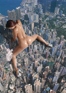 giantess collage nude city destruction high_heels red_hair crawling skyscrapers tolik legs_spread waterfront oily sweaty_body