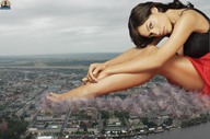 collage mega destruction barefoot sitting looking_at_viewer suburbs shadster