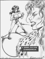 breasts drawing giantess mega monochrome giganta shrunken_woman julius_zimmerman wonder_woman leopard_print dc_comics on_breasts