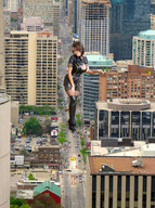 giantess collage buildings brunette boots unknown_artist streets vehicles