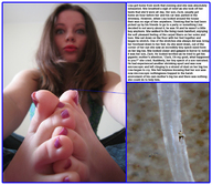 giantess collage micro barefoot story shrunken_person photograph pedicure looking_at_viewer giantess_toes